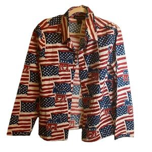 Womens Democratic Party USA Flag Shirt with Sequins Size Small